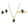 thumbnail image 1 of RYLOS Jewelry For Women Yellow Gold Plated Silver Birthstone Jewelry Ring, Earring & Pendant Necklace Gemstone & Diamonds 6X4MM  Black Star Sapphire  Birthstone Womens Jewelry Matching  Friendship, 1 of 10