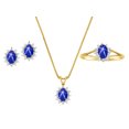 thumbnail image 1 of RYLOS Jewelry For Women Yellow Gold Plated Silver Birthstone Jewelry Ring, Earring & Pendant Necklace Gemstone & Diamonds 6X4MM  Blue Star Sapphire  Birthstone Womens Jewelry Matching  Friendship, 1 of 10