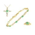 thumbnail image 1 of RYLOS Jewelry For Women Yellow Gold Plated Silver Infinity Wave Tennis Bracelet, Ring & Necklace Gemstone w/ Diamonds Adjustable 7"-8" Wrist & 18" Chain Emerald May Birthstone  Jewelry  Sizes 5-10, 1 of 9