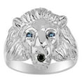 thumbnail image 1 of RYLOS Lion Head Ring Black Diamond Mouth & Gemstone Eyes Fun Designer Rings Alexandrite Sterling Silver Jewelry Size 7, 1 of 8