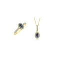 thumbnail image 1 of RYLOS Matching Jewelry  14K Yellow Gold Halo Pendant Necklace & Matching Ring. Gemstone & Diamonds, 18" Chain. 6X4MM Alexandrite June Birthstone Jewelry Size 9, 1 of 5
