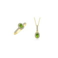 thumbnail image 1 of RYLOS Matching Jewelry  14K Yellow Gold Halo Pendant Necklace & Matching Ring. Gemstone & Diamonds, 18" Chain. 6X4MM Peridot August Birthstone Jewelry Size 9, 1 of 5