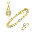 thumbnail image 1 of RYLOS Matching Jewelry Love Knot Set: Yellow Gold Plated Silver Tennis Bracelet, Ring & Necklace Gemstone w/ Diamonds Adjustable 7"-8" Wrist & 18" Chain Opal October Birthstone; Size 7, 1 of 9