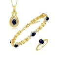 thumbnail image 1 of RYLOS Matching Jewelry Love Knot Set: Yellow Gold Plated Silver Tennis Bracelet, Ring & Necklace Gemstone w/ Diamonds Adjustable 7"-8" Wrist & 18" Chain Sapphire September Birthstone; Size 10, 1 of 9
