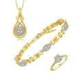 thumbnail image 1 of RYLOS Matching Jewelry Love Knot Set: Yellow Gold Plated Silver Tennis Bracelet, Ring & Necklace Gemstone w/ Diamonds Adjustable 7"-8" Wrist & 18" Chain White Topaz April Birthstone; Size 10, 1 of 9