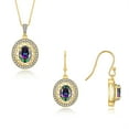 thumbnail image 1 of RYLOS Matching Jewelry Set 14K Yellow Gold Princess Diana Inspired Earrings & Necklace W/ 18" Chain Gemstone & Diamonds 8X6MM Alexandrite June Birthstone, 1 of 9
