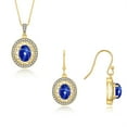 thumbnail image 1 of RYLOS Matching Jewelry Set 14K Yellow Gold Princess Diana Inspired Ring & Necklace W/ 18" Chain Gemstone & Diamonds 8X6MM Blue Star Sapphire Birthstone; Size 8, 1 of 10
