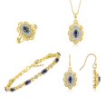 thumbnail image 1 of RYLOS Matching Jewelry Set Floral Design: Yellow Gold Plated Silver Tennis Bracelet, Earrings, Ring & Necklace. Gemstone & Diamonds. Alexandrite June Birthstone Jewelry size 6, 1 of 9