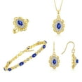 RYLOS Matching Jewelry Set Floral Design Yellow Gold Plated Silver