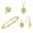 thumbnail image 1 of RYLOS Matching Jewelry Set Floral Design: Yellow Gold Plated Silver Tennis Bracelet, Earrings, Ring & Necklace. Gemstone & Diamonds. Citrine November Birthstone Jewelry size 10, 1 of 9