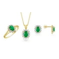 thumbnail image 1 of RYLOS Women's Yellow Gold Plated Silver Birthstone Set: Ring, Earring & Pendant Necklace. Gemstone & Diamonds, 6X4MM 6X4MM Emerald May Birthstone. Perfectly Matching Friendship Jewelry Size 10, 1 of 9