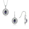 thumbnail image 1 of RYLOS Matching Jewelry Set Sterling Silver Princess Diana Inspired Ring & Pendant Necklace. Gemstone & Diamonds, 8X6MM Alexandrite June Birthstone; Size 5, 1 of 7