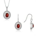 thumbnail image 1 of RYLOS Matching Jewelry Set Sterling Silver Princess Diana Inspired Ring & Pendant Necklace. Gemstone & Diamonds, 8X6MM Garnet January Birthstone; Friendship Size 6, 1 of 7