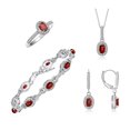 thumbnail image 1 of RYLOS Matching Jewelry: Sterling Silver Designer Halo Tennis Bracelet, Earrings, Ring & Necklace.7"-8" Adjustable, 18" Chain. Garnet January Birthstone; Size 10, 1 of 10