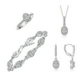 thumbnail image 1 of RYLOS Matching Jewelry: Sterling Silver Designer Halo Tennis Bracelet, Earrings, Ring & Necklace.7"-8" Adjustable, 18" Chain. White Topaz April Birthstone; Size 5, 1 of 9