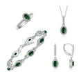 thumbnail image 1 of RYLOS Matching Jewelry: Sterling Silver Designer Halo Tennis Bracelet, Earrings, Ring & Necklace.  Green Sapphire September  Birthstone; Size 10, 1 of 9