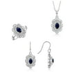 thumbnail image 1 of RYLOS Matching Jewelry Sterling Silver Floral Halo Pendant Necklace, Earrings & Ring. Gemstone & Genuine Diamonds, 18" Chain. 6X4MM  Sapphire September Birthstone; Size 10, 1 of 9