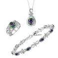 thumbnail image 1 of RYLOS Matching Jewelry Sterling Silver Love Knot Set: Tennis Bracelet, Ring & Necklace. Gemstone & Diamonds, 7"-8" Wrist & 18" Chain, 9X7MM & 6X4MM Alexandrite Birthstone; Size 8, 1 of 9