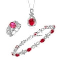 thumbnail image 1 of RYLOS Matching Jewelry Sterling Silver Love Knot Set: Tennis Bracelet, Ring & Necklace. Gemstone & Diamonds, 7"-8" Wrist & 18" Chain, 9X7MM & 6X4MM Ruby July Birthstone; Size 10, 1 of 9