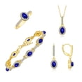 thumbnail image 1 of RYLOS Matching Jewelry:  Yellow Gold Plated Silver Halo Designer  - Tennis Bracelet, Earrings, Ring & Necklace. Lapis September  Birthstone; Size 10, 1 of 9