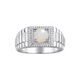 thumbnail image 1 of RYLOS Men's Ring 14K White Gold Ring, 7MM Round Shape Gemstone Designer Style Ring Fun & Fabulous Opal October Birthstone Rings Gold Size 11, 1 of 8