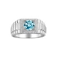 thumbnail image 1 of RYLOS Men's Ring 14K White Gold Ring, 7MM Round Shape Gemstone Designer Style Rings Blue Topaz December Birthstone Rings Gold Size 10, 1 of 8