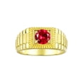 thumbnail image 1 of RYLOS Men's Ring 14K Yellow Gold Ring, 7MM Round Shape Gemstone Designer Style Ring Fun & Fabulous Ruby July Birthstone Rings Gold Size 11, 1 of 8