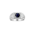 thumbnail image 1 of RYLOS Men's Ring Sterling Silver Ring, 7MM Round Shape Gemstone Designer Style Rings Sapphire September Birthstone Rings Silver Size 13, 1 of 7