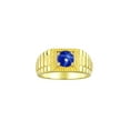 thumbnail image 1 of RYLOS Men's Ring Yellow Gold Plated Silver Ring, 7MM Round Gemstone Designer Style Rings Blue Star Sapphire September Birthstone Rings Silver Size 10, 1 of 7