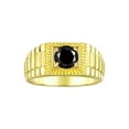 thumbnail image 1 of RYLOS Men's Ring Yellow Gold Plated Silver Ring, 7MM Round Shape Gemstone Designer Style Rings Onyx October Birthstone Rings Silver Size 10, 1 of 7