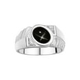 thumbnail image 1 of RYLOS Men's Rings 14K White Gold Cabochone Gemstone & Diamond Designer Black Star Sapphire Rings For Men Size 9, 1 of 8