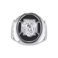 thumbnail image 1 of RYLOS Men's Rings 14K White Gold Christ Head Religious Ring With Diamonds and Black Onyx Designer Men's Jewelry Size 10, 1 of 6
