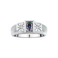 thumbnail image 1 of RYLOS Men's Rings 14K White Gold Classic 6X4MM Oval Gemstone & Diamond Ring Alexandrite June Birthstone Rings For Men, Gold Rings Size 10, 1 of 8