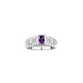 thumbnail image 1 of RYLOS Men's Rings 14K White Gold Classic 6X4MM Oval Gemstone & Diamond Ring Amethyst February Birthstone Rings For Men, Gold Rings Size 11, 1 of 8