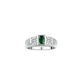 thumbnail image 1 of RYLOS Men's Rings 14K White Gold Classic 6X4MM Oval Gemstone & Diamond Ring Green Sapphire September Birthstone Rings For Men, Gold Rings Size 8, 1 of 8