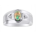 thumbnail image 1 of RYLOS Men's Rings 14K White Gold Classic 7X5MM Oval Gemstone & Diamond Designer Ring Opal October Birthstone Rings For Men, Gold Rings Size 8, 1 of 7