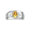 thumbnail image 1 of RYLOS Men's Rings 14K White Gold Classic 7X5MM Oval Gemstone & Diamond Ring Citrine November Birthstone Rings For Men, Gold Rings Size 12, 1 of 8