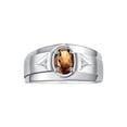 thumbnail image 1 of RYLOS Men's Rings 14K White Gold Classic 7X5MM Oval Gemstone & Diamond Ring Smoky Quartz June Birthstone Rings For Men, Gold Rings Size 13, 1 of 8