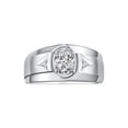 thumbnail image 1 of RYLOS Men's Rings 14K White Gold Classic 7X5MM Oval Gemstone & Diamond Ring White Topaz April Birthstone Rings For Men, Gold Rings Size 12, 1 of 8