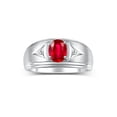 thumbnail image 1 of RYLOS Men's Rings 14K White Gold Classic 8X6MM Oval Gemstone &  Diamond Designer Ring Ruby July Birthstone Rings For Man Gold Rings Size 13, 1 of 7