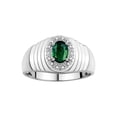 thumbnail image 1 of RYLOS Men's Rings 14K White Gold Classic Halo Of  Diamonds 7X5MM Oval Gemstone Ring Green Sapphire September Birthstone Rings For Men Size 9, 1 of 7
