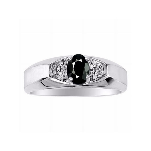 Rylos 14K White Gold Classic 6X4MM Oval Onyx & Diamond Ring - Birthstone Jewelry for Men -Size 8