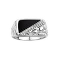 thumbnail image 1 of RYLOS Men's Rings 14K White Gold Classic Ring With Diamonds and Black Onyx Set in Designer 1/2 Nugget Rings For Men Size 13, 1 of 4