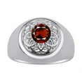 thumbnail image 1 of RYLOS Men's Rings 14K White Gold Designer Gypsy 7MM Round Gemstone & Diamond Ring Garnet January Birthstone Rings Size 12, 1 of 6