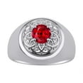 thumbnail image 1 of RYLOS Men's Rings 14K White Gold Designer Gypsy 7MM Round Gemstone & Diamond Ring Ruby July Birthstone Rings Size 12, 1 of 6