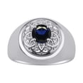thumbnail image 1 of RYLOS Men's Rings 14K White Gold Designer Gypsy 7MM Round Gemstone & Diamond Ring Sapphire September Birthstone Size 13, 1 of 6