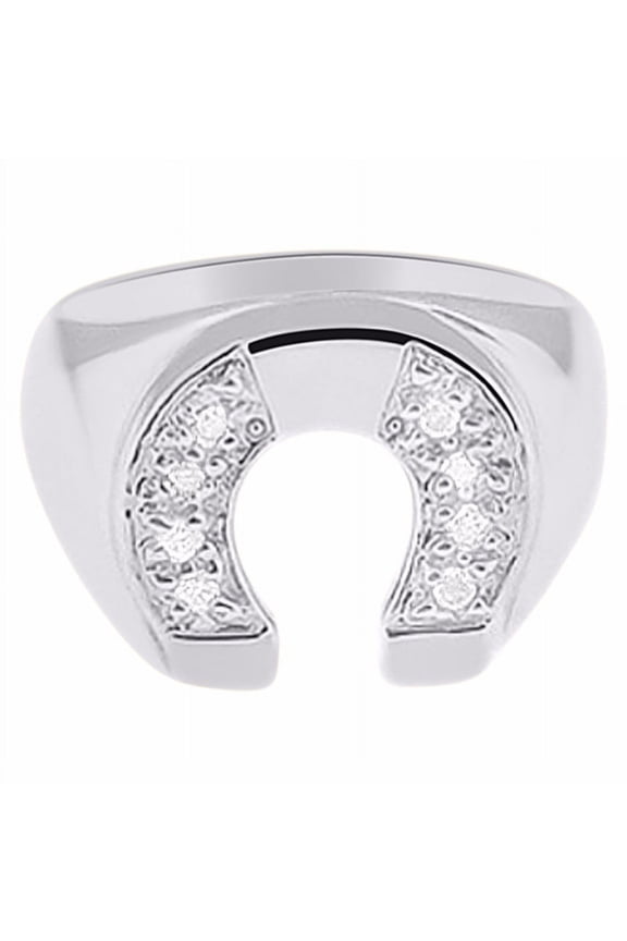 Men's Rings 14K White Gold Designer Lucky Horseshoe Ring with Diamonds – Men's Jewelry Gold Rings Size 8