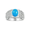 thumbnail image 1 of RYLOS Men's Rings 14K White Gold Designer Nugget Ring Oval 9X7MM Gemstone & Diamonds  Turquoise December Birthstone Rings For Man Size 8, 1 of 8
