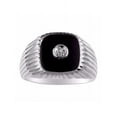 thumbnail image 1 of RYLOS Men's Rings 14K White Gold Designer Onyx Ring With Diamonds and  Black Onyx Rings For Men Size 9, 1 of 6