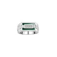 thumbnail image 1 of RYLOS Men's Rings 14K White Gold Designer Ring With Diamonds and Green Quartz Rings For Men Size 10, 1 of 7